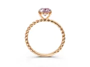 Solitaire Engagement Ring Setting for Fancy Pink Oval Center with Plain Twisted Rope Band and Prong Head in Rose Gold
