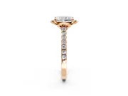 Floral Engagement Ring Setting for Radiant Cut Center with Pave Band and Floral Prong Head in Rose Gold