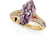 Solitaire Engagement Ring Setting for Fancy Pink Marquise Center with Pave Rail Split Shank and Prong Head in Yellow Gold