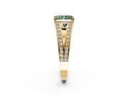 Split Shank Engagement Ring Setting for Fancy Green Radiant Cut Center with Pave Split Shank and Prong Head in Yellow Gold