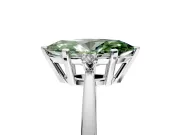 3 Stone Engagement Ring Setting for Fancy Green Marquise Center with Low-Set Round Cut Accents and Prong Head in Sterling Silver