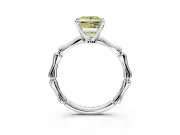 Solitaire Engagement Ring Setting for Fancy Yellow Princess Cut Center with Bamboo Band and Prong Head in Platinum