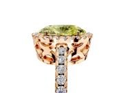 Accent Halo Engagement Ring Setting for Fancy Yellow Oval Center with Full-Length Pave Band and Prong Head in Rose Gold