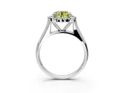 Halo Engagement Ring Setting for Fancy Yellow Round Cut Center with Square Band and Prong Head in Platinum