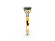 5 Stone Engagement Ring Setting for Fancy Green Princess Cut Center with Plain Band and Prong Head in Yellow Gold