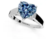 Solitaire Engagement Ring Setting for Fancy Blue Heart-Shaped Center with Tapered Split Shoulders and Prong Head in Platinum