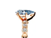 Solitaire Engagement Ring Setting for Fancy Blue Pear-Shaped Center with Bezel-Dot Beaded Band and Prong Head in Rose Gold