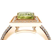 Milgrain Halo Engagement Ring Setting for Fancy Yellow Princess Cut Center with Three-Sided Pave Band and Prong Head in Rose Gold