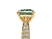 Solitaire Engagement Ring Setting for Fancy Green Princess Cut Center with Multi-Row Accents and Prong Head in Yellow Gold