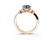 Solitaire Engagement Ring Setting for Fancy Blue Round Cut Center with Marquise Flower Shoulders and Prong Head in Rose Gold