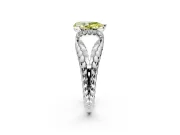 Halo Engagement Ring Setting for Fancy Yellow Pear-Shaped Center with Rope Twist Split Shank and Prong Head in Platinum