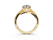 Solitaire Engagement Ring Setting for Round Cut Center with Reverse Tapered Band and Prong Head in Yellow Gold