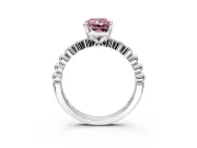 Solitaire Engagement Ring Setting for Fancy Pink Radiant Cut Center with Bezel-Dot Beaded Band and Prong Head in Sterling Silver