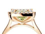 Single Halo Engagement Ring Setting for Fancy Yellow Princess Cut Center with Corner Claws, Plain Band and Prong Head in Rose Gold