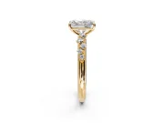 Cluster Engagement Ring Setting for Radiant Cut Center with Round Cut Accent Band and Prong Head in Yellow Gold
