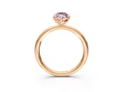 Low-Set Solitaire Engagement Ring Setting for Fancy Pink Oval Center with Thin Plain Band and Prong Head in Rose Gold