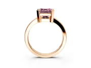 Solitaire Engagement Ring Setting for Fancy Pink Asscher Cut Center with Plain Band and Flat Tab Prong Head in Rose Gold