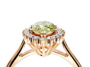 Starburst Halo Engagement Ring Setting for Fancy Yellow Marquise Center with Thin Round-Wire Band and Prong Head in Rose Gold