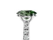 Solitaire Engagement Ring Setting for Fancy Green Oval Center with Large Accent Band and Prong Head in Platinum