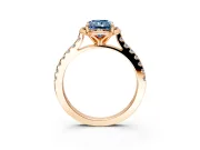 Floral Engagement Ring Setting for Fancy Blue Radiant Cut Center with Pave Band and Floral Prong Head in Rose Gold