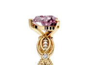 Solitaire Engagement Ring Setting for Fancy Pink Heart-Shaped Center with Marquise Panel Band and Prong Head in Yellow Gold