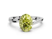 Solitaire Engagement Ring Setting for Fancy Yellow Oval Center with Plain Bypass Twist Band and Prong Head in Sterling Silver