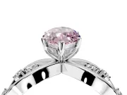 Solitaire Engagement Ring Setting for Fancy Pink Marquise Center with Criss-Cross Accent Band and Prong Head in White Gold