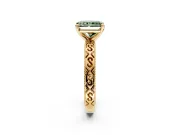 Solitaire Engagement Ring Setting for Fancy Green Radiant Cut Center with Scrollwork Band and Prong Head in Yellow Gold