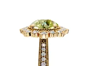 Milgrain Halo Engagement Ring Setting for Fancy Yellow Round Cut Center with Bezel Point Accents and Prong Head in Yellow Gold