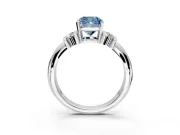 Solitaire Engagement Ring Setting for Fancy Blue Cushion Cut Center with Grooved Bar Accent Band and Prong Head in Platinum