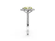 Halo Engagement Ring Setting for Fancy Yellow Pear-Shaped Center with Single-Row Pave, Open Basket and Prong Head in Platinum