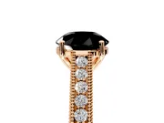 Solitaire Engagement Ring Setting for Fancy Black Round Cut Center with Engraved Pave Band and Prong Head in Rose Gold