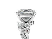 Solitaire Engagement Ring Setting for Asscher Cut Center with Marquise Accent Twist Band and Prong Head in Sterling Silver