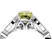 Solitaire Engagement Ring Setting for Fancy Yellow Emerald Cut Center with Marquise and Bezel Accents and Prong Head in White Gold