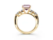 5 Stone Engagement Ring Setting for Fancy Pink Asscher Cut Center with Graduated Accents and Prong Head in Yellow Gold