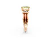 Solitaire Engagement Ring Setting for Fancy Yellow Radiant Cut Center with Grooved Bar Accent Band and Prong Head in Rose Gold