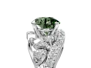 Halo Engagement Ring Setting for Fancy Green Round Cut Center with Marquise and Pave Bypass Band and Prong Head in Platinum