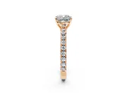 Solitaire Engagement Ring Setting for Cushion Cut Center with Large Accent Band and Prong Head in Rose Gold