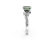 Solitaire Engagement Ring Setting for Fancy Green Asscher Cut Center with Marquise Accent Twist Band and Prong Head in White Gold