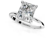 Minimalist Solitaire Engagement Ring Setting for Radiant Cut Center with Thin Band and Prong Head in White Gold