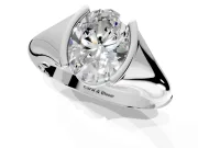 Tension Engagement Ring Setting for Oval Center with Wide Tapered Band and Tension Head in Sterling Silver