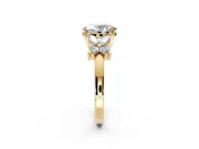 Floral Engagement Ring Setting for Oval Center with Marquise Cluster Shoulders and Prong Head in Yellow Gold