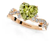 Solitaire Engagement Ring Setting for Fancy Yellow Heart-Shaped Center with Bar-Station Pave Twist and Prong Head in Rose Gold