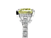 Solitaire Engagement Ring Setting for Fancy Yellow Princess Cut Center with Widening Pave Band and Claw Prong Head in White Gold
