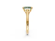 Solitaire Engagement Ring Setting for Fancy Green Radiant Cut Center with Cathedral Band and Prong Head in Yellow Gold