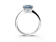 Solitaire Engagement Ring Setting for Fancy Blue Princess Cut Center with Channel-Set Accent Band and Prong Head in Platinum
