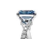 Solitaire Engagement Ring Setting for Fancy Blue Emerald Cut Center with Half-Pave Crossover Band and Prong Head in Sterling Silver