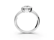 Solitaire Engagement Ring Setting for Oval Center with Wide Band and Bezel Head in Sterling Silver
