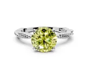 Solitaire Engagement Ring Setting for Fancy Yellow Round Cut Center with Twist Band and Bead Prong Head in Platinum