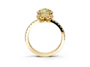Halo Engagement Ring Setting for Fancy Yellow Pear-Shaped Center with Openwork Halo, Pave Band and Prong Head in Yellow Gold